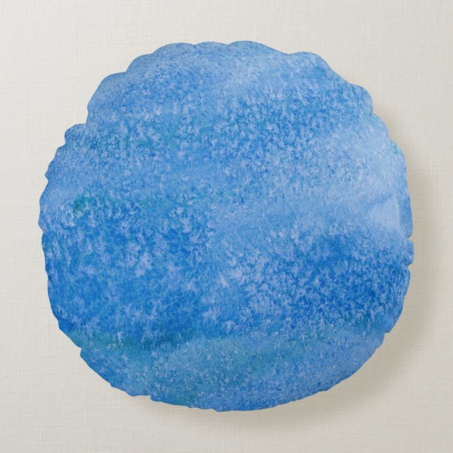 Blue Watercolor Background Round Cushion (Front)