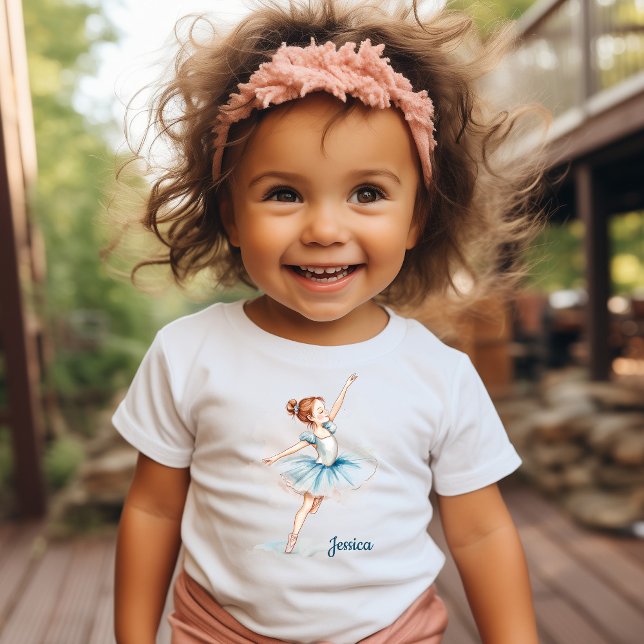 Blue Watercolor Ballerina Dancer  Toddler T-Shirt (Creator Uploaded)
