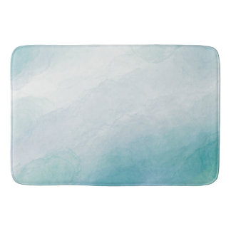 Blue watercolor bath mat