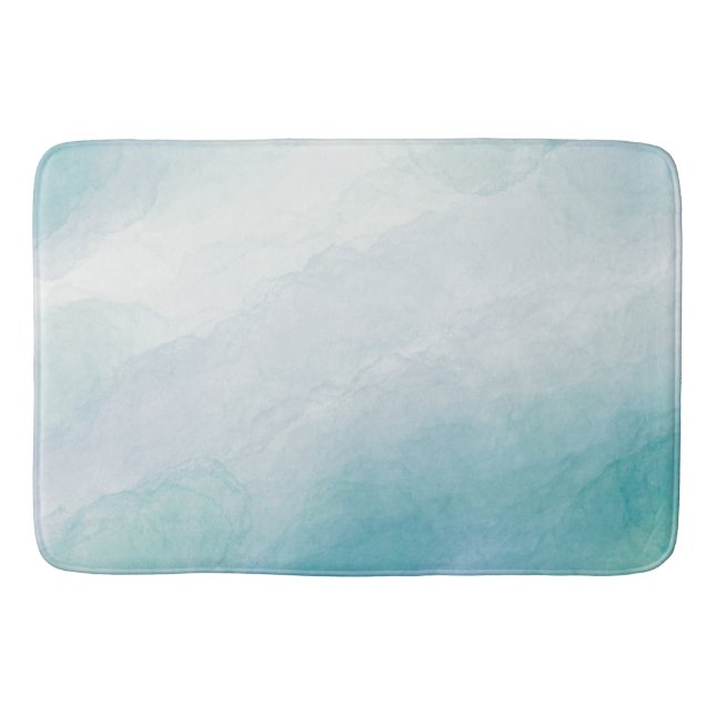 Blue watercolor bath mat (Front)