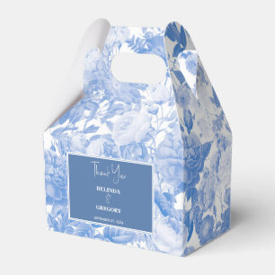 Blue Watercolor Botanical Florals Wedding  Favour Box