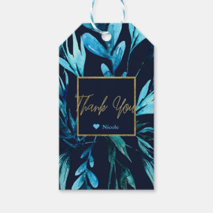 Blue Watercolor Botanical Glam Bridal Shower Favou Gift Tags