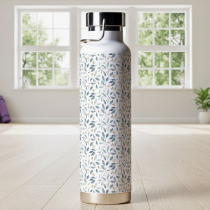 Blue Watercolor Botanical Pattern  Water Bottle