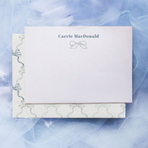 Blue Watercolor Bows Personalised Stationery Card