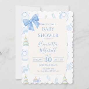 Blue Watercolor Boy Baby Shower Invitation