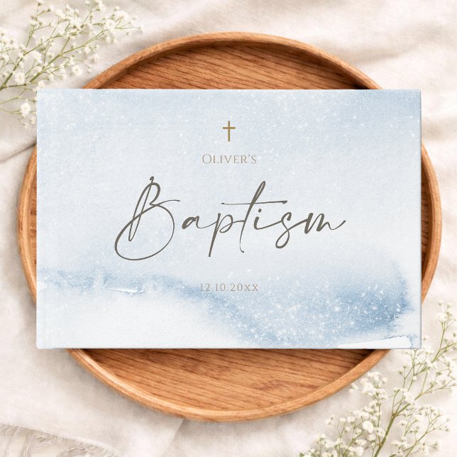 Blue Watercolor Boy Baptism  Guest Book (Blue Watercolor Boy Baptism Guest Book)