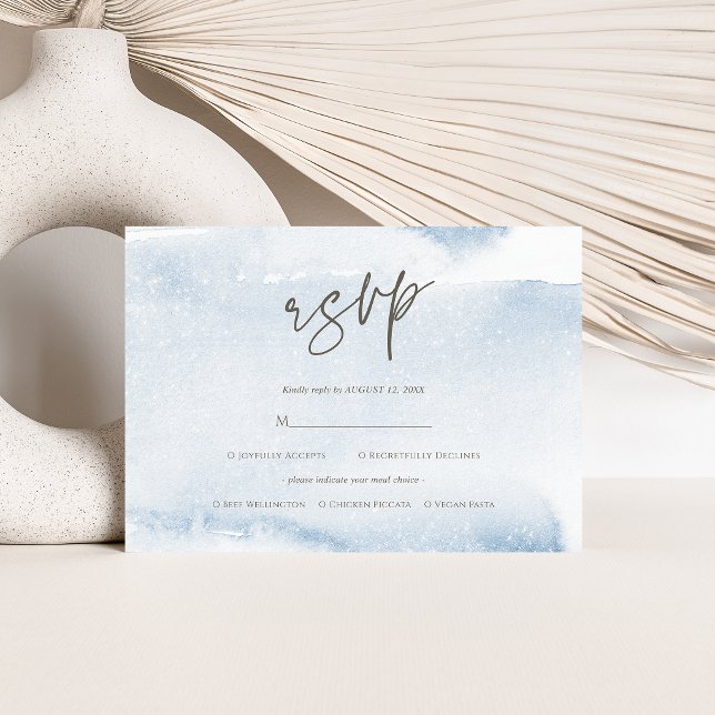 Blue Watercolor Boy Baptism RSVP Card (Blue Watercolor Boy Baptism RSVP Card)