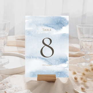 Blue Watercolor Boy Baptism Table Number