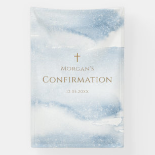 Blue Watercolor Boy Confirmation Vertical Banner