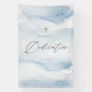 Blue Watercolor Boy Dedication Vertical Banner