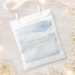 Blue Watercolor Boy First Communion Favour Bag