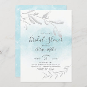 Blue Watercolor Bridal Shower Invitation