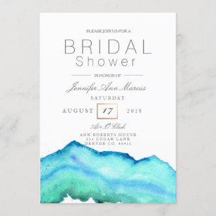 Blue Watercolor   Bridal Shower Invitation