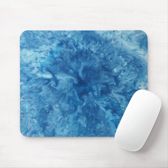 Blue Watercolor Burst Mouse Pad (With Mouse)