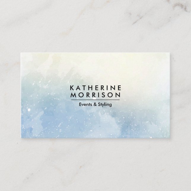 Blue Watercolor Business Card (Front)