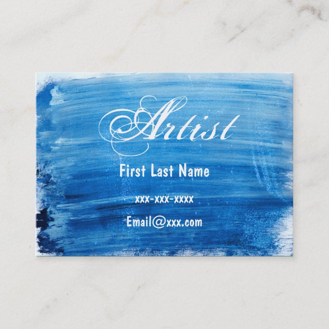 Blue Watercolor Business Cards (Front)