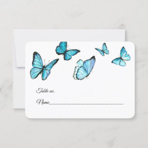 Blue watercolor butterfli Wedding Table Place Card