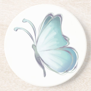 Blue Watercolor Butterflies Coaster