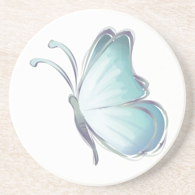 Blue Watercolor Butterflies Coaster (Front)