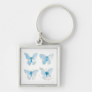 Blue Watercolor Butterflies Key Ring
