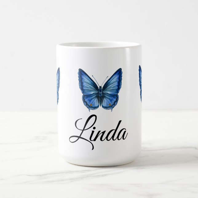 Blue watercolor Butterfly Coffee Mug gifts  (Center)