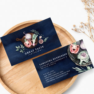 Blue Watercolor Catering Business Card