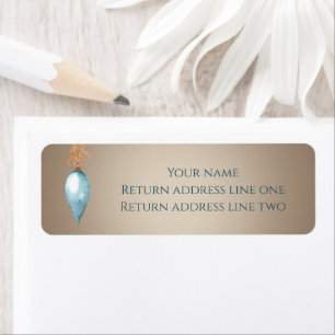 Blue Watercolor Christmas Bauble Return Address Label