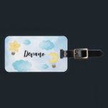 Blue Watercolor Cloud Star Moon Kids Luggage Tag<br><div class="desc">Make your child's luggage stand out on the carousel with our custom name kids luggage tag in cute pastel blue with their name on it!
All texts and designs are customisable.</div>