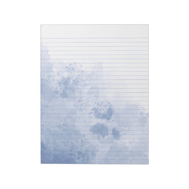 Blue Watercolor College Ruled Lined Notepad (Rotated)
