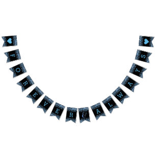 Blue Watercolor Confetti Dots Wedding Forever Bunting