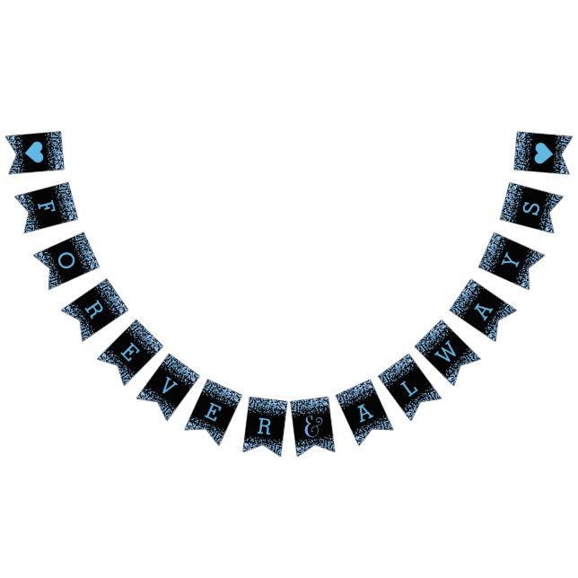 Blue Watercolor Confetti Dots Wedding Forever Bunting (All)