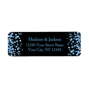 Blue Watercolor Confetti Wedding Return Address Label