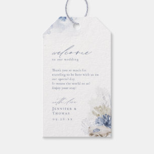 Blue watercolor coral & seashells beach Wedding  Gift Tags
