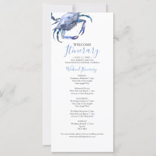 Blue Watercolor Crab Wedding Itinerary