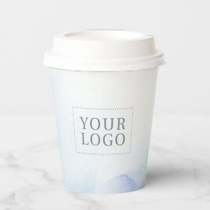 Blue Watercolor Custom Business Logo Promotional Paper Cups