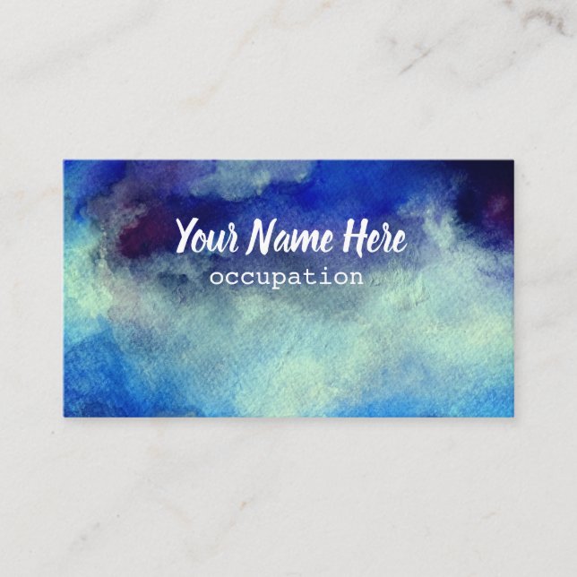 Blue Watercolor Custom  Businesses Card (Front)
