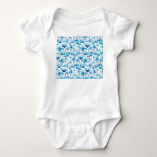 Blue Watercolor Daisies Baby Bodysuit