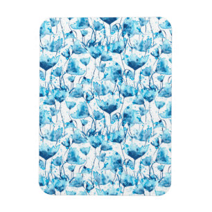 Blue Watercolor Daisies Magnet