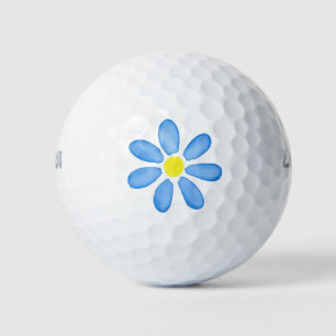 Blue Watercolor Daisy Golf Balls