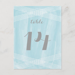 Blue Watercolor Deco Table Number Postcard