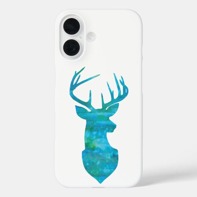 Blue Watercolor Deer Silhouette Case-Mate iPhone Case (Back)