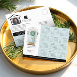 Blue Watercolor Door Real Estate Calendar 2025 Postcard<br><div class="desc">Beautiful and elegant real estate business 2025 calendar marketing postcard. Our design features our own hand-painted watercolor blue front door. It is accented with touches of gold on the mailbox slot, door handle, and door kickplate. Modern black outdoor wall lights and a burlap welcome doormat complete this charming real estate...</div>