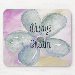 Blue Watercolor Dream Flower Mouse Pad