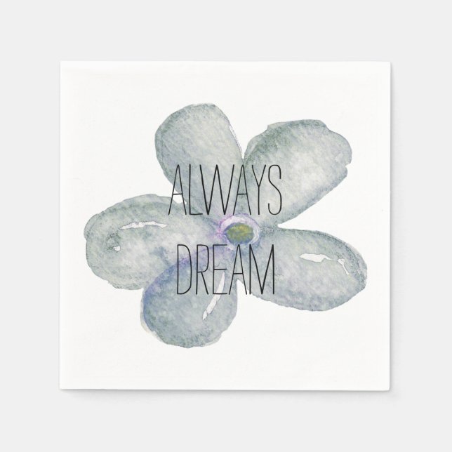 Blue Watercolor Dream Flower Napkin (Front)
