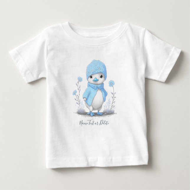 Blue Watercolor Duck Baby T-Shirt (Front)