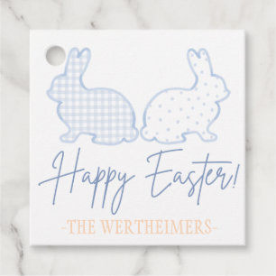 Blue Watercolor Easter Bunny Family Gift Tags