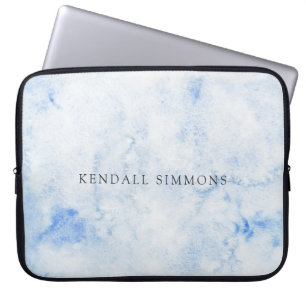 Blue Watercolor Elegant Laptop Sleeve