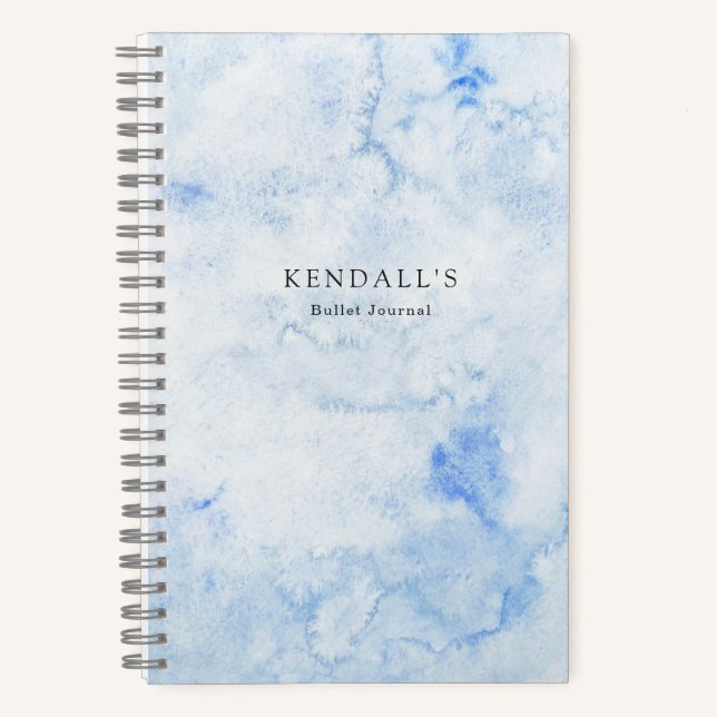 Blue Watercolor Elegant Notebook (Front)