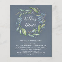 Blue Watercolor Eucalyptus Wedding Enclosure Cards