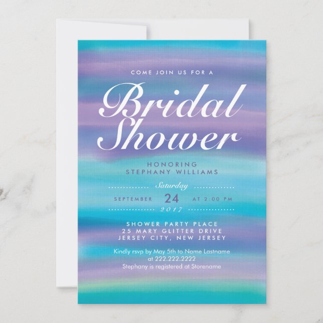 Blue Watercolor Evening Sky Bridal Shower Invite (Front)